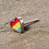 20G 5/16 Red Yellow Blue Pansexual Pride Heart Nose Bone