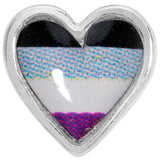 20G 5/16 Black Grey Purple Asexual Pride Heart L Shaped Nose Ring
