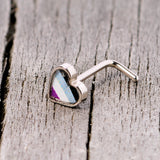 20G 5/16 Black Grey Purple Asexual Pride Heart L Shaped Nose Ring