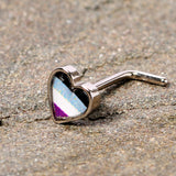 20G 5/16 Black Grey Purple Asexual Pride Heart L Shaped Nose Ring