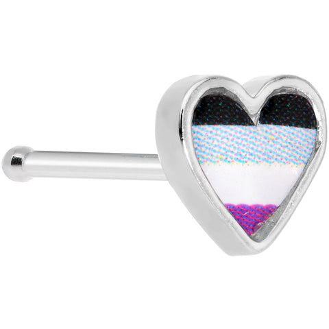 20G 3/8 Black Grey Purple Asexual Pride Heart Nose Bone