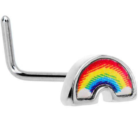 20G 1/4 Red Yellow Blue Pride Rainbow L Shaped Nose Ring