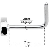 20G 1/4 Red Yellow Blue Pride Rainbow L Shaped Nose Ring