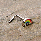 20G 1/4 Red Yellow Blue Pride Rainbow L Shaped Nose Ring