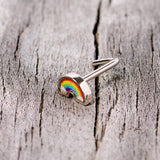 20G 1/4 Red Yellow Blue Pride Rainbow L Shaped Nose Ring