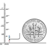 20G 1/4 Blue Green Red Feather L Shaped Nose Ring