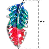 20G 1/4 Blue Green Red Feather L Shaped Nose Ring