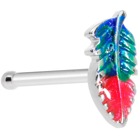 20G 5/16 Blue Green Red Feather Nose Bone