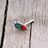 20G 5/16 Blue Green Red Feather Nose Bone