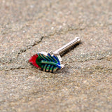 20G 5/16 Blue Green Red Feather Nose Bone