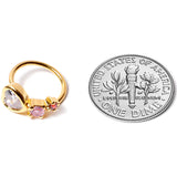 18G 3/8 Clear Pink Red CZ Gem Gold Tone Heart Nose Hoop