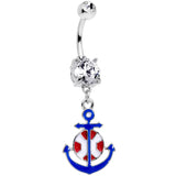 Clear Gem Blue Red Life Ring Anchor Nautical Belly Ring