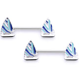 14G 9/16 Blue White Nautical Sailboat Barbell Nipple Ring Set