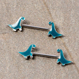 14G 9/16 Darling Green Dinosaur Barbell Nipple Ring Set