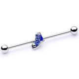 14G Blue High Top Sneaker Industrial Barbell 38mm