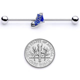 14G Blue High Top Sneaker Industrial Barbell 38mm