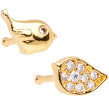 20G 1/4 Clear CZ Gem Gold Tone Little Birds Nose Bone Set of 2