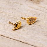 20G 1/4 Clear CZ Gem Gold Tone Little Birds Nose Bone Set of 2