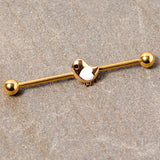 14G Black Gem Gold Tone Baby Bird Industrial Barbell 38mm