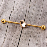 14G Black Gem Gold Tone Baby Bird Industrial Barbell 38mm