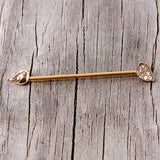14G Clear Gem Gold Tone Little Birds Industrial Barbell 38mm