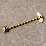 14G Clear Black Yellow Gem Gold Tone Bee Industrial Barbell 38mm