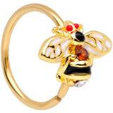 20G 5/16 Clear Yellow Gem Gold Tone Bee Nose Hoop