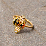 20G 5/16 Clear Yellow Gem Gold Tone Bee Nose Hoop