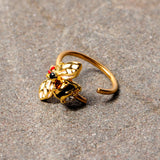 20G 5/16 Clear Yellow Gem Gold Tone Bee Nose Hoop