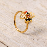 20G 5/16 Clear Yellow Gem Gold Tone Bee Nose Hoop