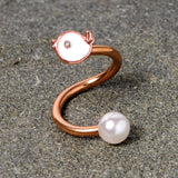 14G 3/8 Clear Gem Rose Gold Tone Bird Spiral Twister Belly Ring