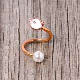 14G 3/8 Clear Gem Rose Gold Tone Bird Spiral Twister Belly Ring