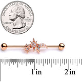 14G Clear CZ Gem Rose Gold Tone Moon Stars Industrial Barbell 38mm