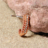 20G 5/16 Rose Gold Tone Texture Faux Hoop L Shaped Nose Ring