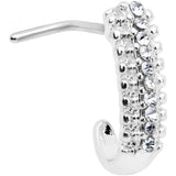 20G 5/16 Clear Gem Texture Faux Hoop L Shaped Nose Ring