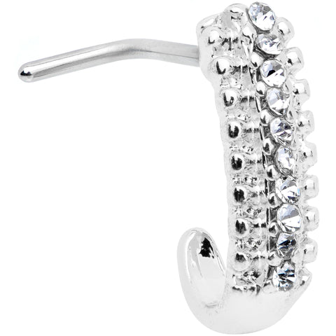 20G 5/16 Clear Gem Texture Faux Hoop L Shaped Nose Ring