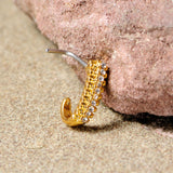 20G 5/16 Clear Gem Gold Tone Texture Faux Hoop L Shaped Nose Ring