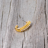 20G 5/16 Clear Gem Gold Tone Texture Faux Hoop L Shaped Nose Ring