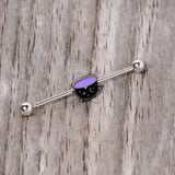 14G Black Purple Witch Cauldron Halloween Industrial Barbell 38mm