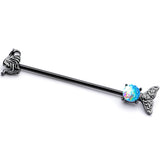 14G Black Blue Mermaid Scale Tail Industrial Barbell 38mm