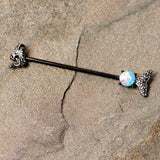 14G Black Blue Mermaid Scale Tail Industrial Barbell 38mm