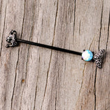 14G Black Blue Mermaid Scale Tail Industrial Barbell 38mm