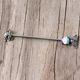 14G Blue Mermaid Scale Tail Industrial Barbell 38mm