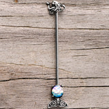 14G Blue Mermaid Scale Tail Industrial Barbell 38mm