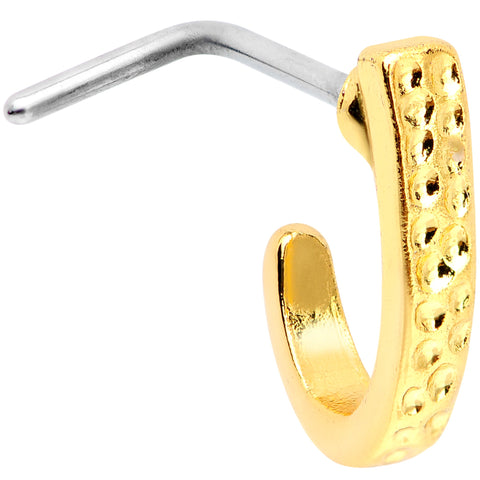 20G 5/16 Gold Tone Dainty Dots Faux Hoop L Shaped Nose Ring