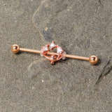 14G Clear CZ Gem Rose Gold Hue Genie Lamp Industrial Barbell 38mm