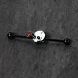 14G Black PVD Rose Skull Halloween Industrial Barbell 38mm
