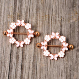 14G 9/16 Clear Gem Gold Tone Pink Butterfly Nipple Shield Set