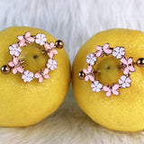 14G 9/16 Clear Gem Gold Tone Pink Butterfly Nipple Shield Set