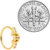 20G 5/16 Clear CZ Gem Gold Tone Crescent Moon Nose Hoop